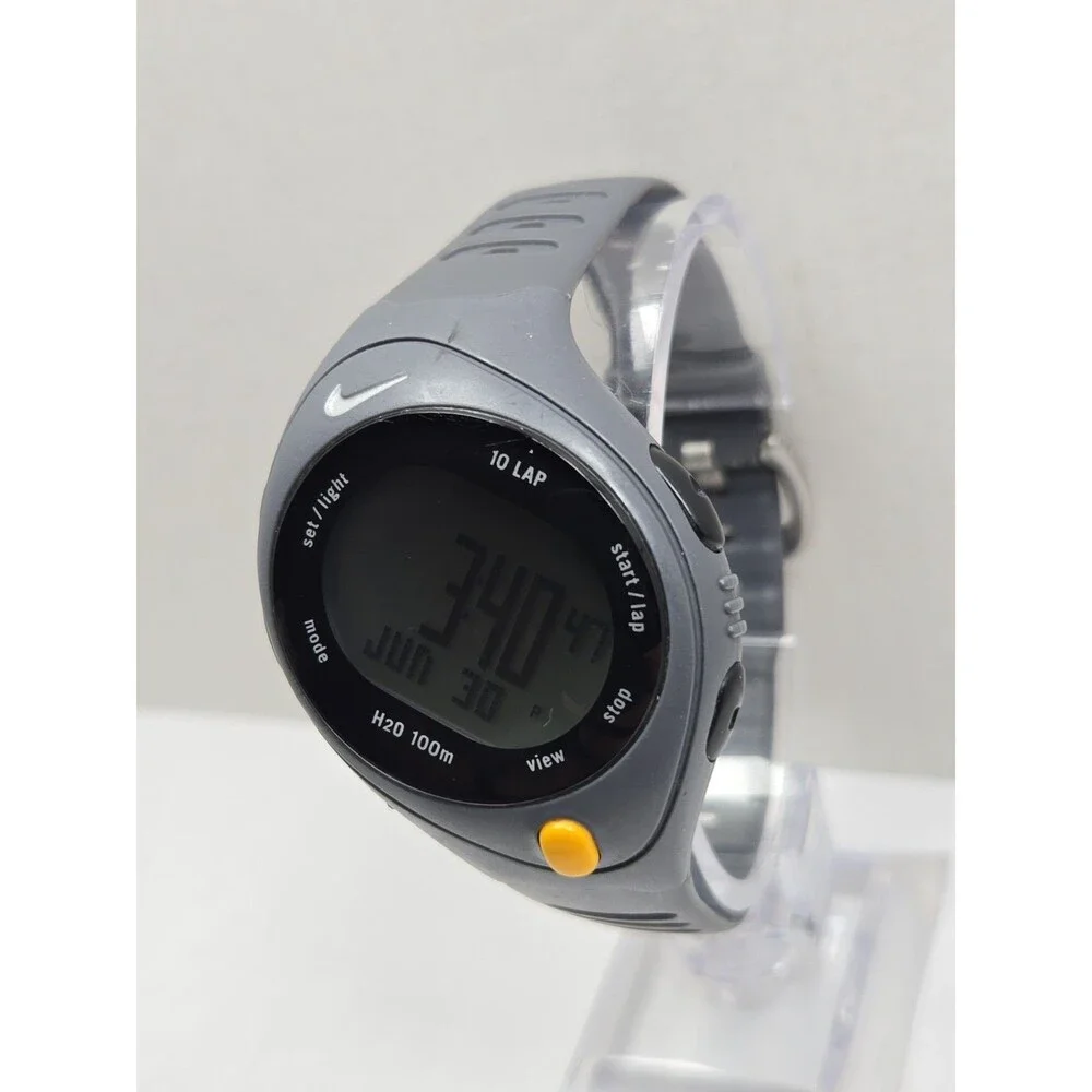 Nike Bowerman WR0080 Triax 10 Lap Digital Mens Watch 100M Gray Y2K New Battery